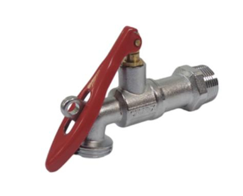 FixTheBog 1/2" Inlet x 3/4" Outlet Locking Hose Bibcock Chrome with red handle FTB13450 5055122800118 FixTheBog 1/2" Inlet x 3/4" Outlet Locking Hose Bibcock Chrome with red handle FTB13450 5055122800118