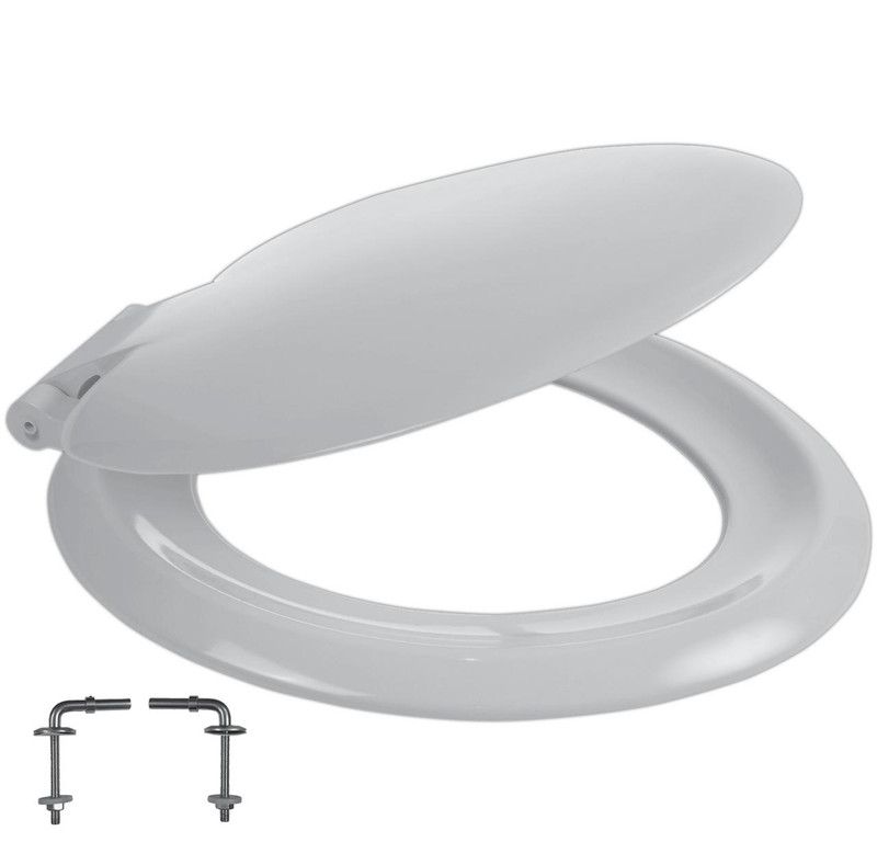 Wirquin Sonata White Toilet Seat & Cover – Bottom Fix Stainless Steel Hinges (SSO12WH) | Universal Fit | FixTheBog FTB13794 5012158669409