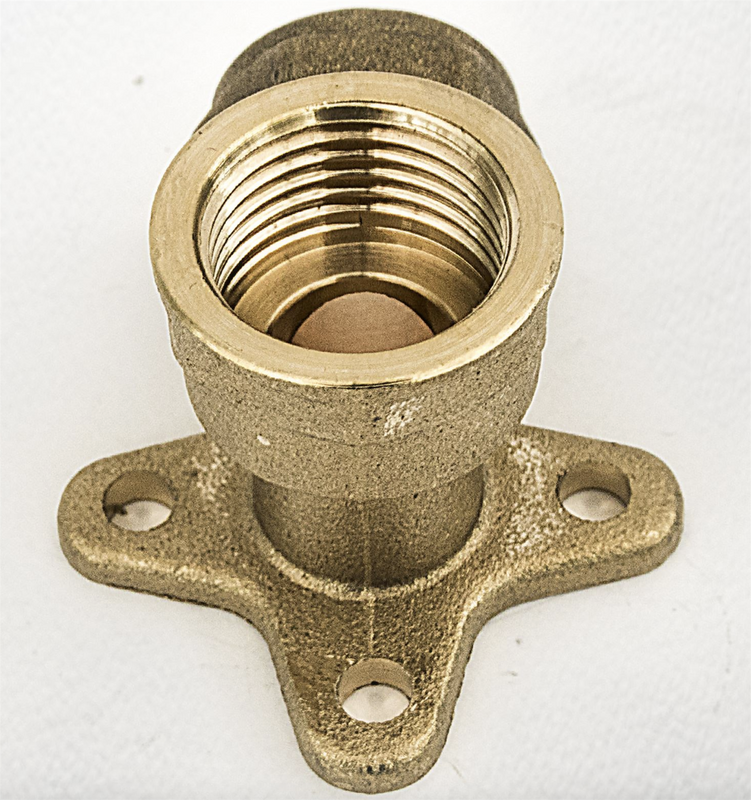 Brass Wall plate 15mm x 1/2 inch 3 Hole FTB2941