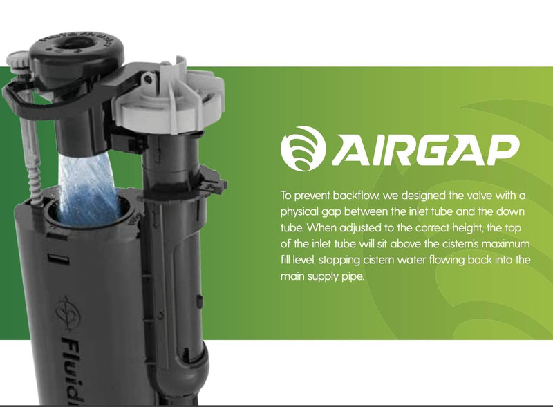 Fluidmaster AirGap 6000 Cistern Fill Valve 1/2 inch Brass Shank BS1212 Compliant FTB11650 5011629023009