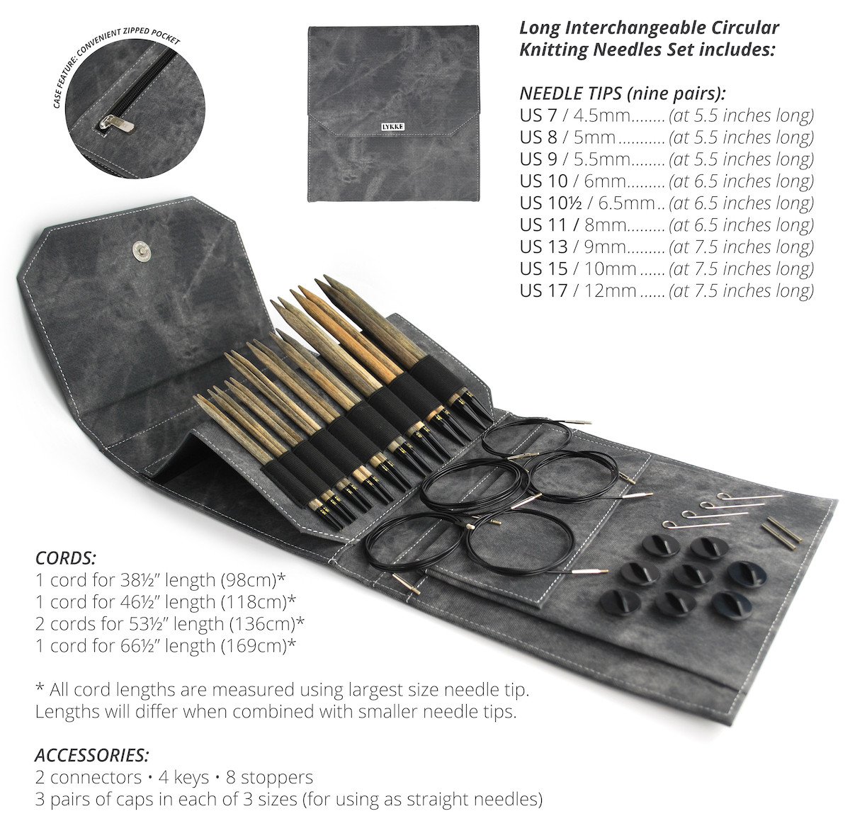Lykke Driftwood Long-Tip Interchangeable Set - Urban Yarns