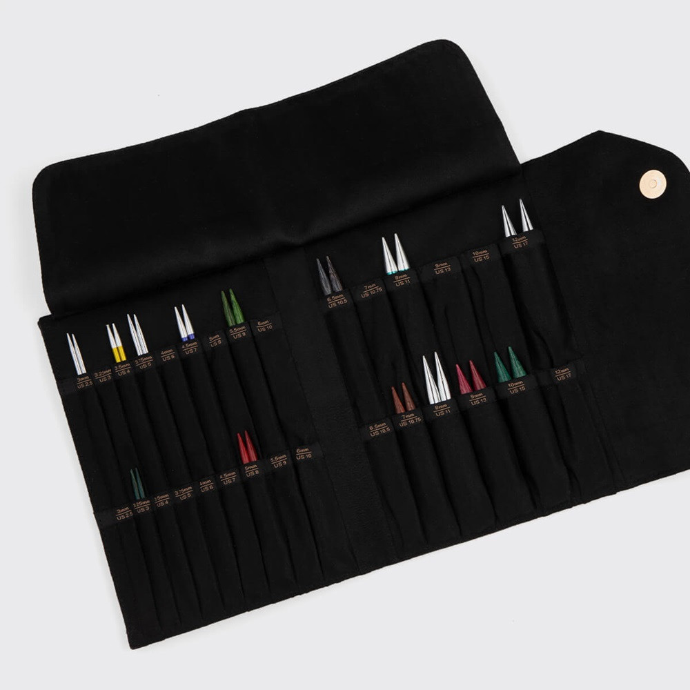 KnitPro Coal Interchangeable Knitting Needle Case - Storage For Needle Tips, Cables & Accessories, Black