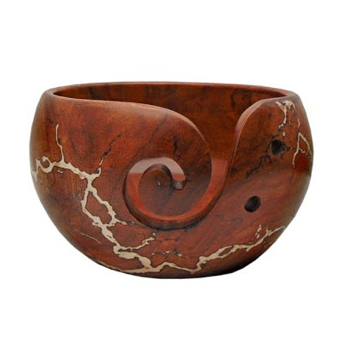 Estelle Sheesham Yarn Bowl with White Resin Inlay