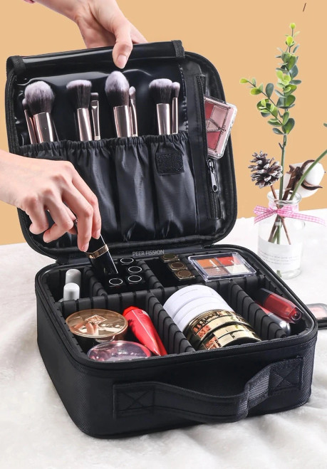 Cloth Makeup Bag Large Capacity With Compartments For Women Travel Cosmetic Case