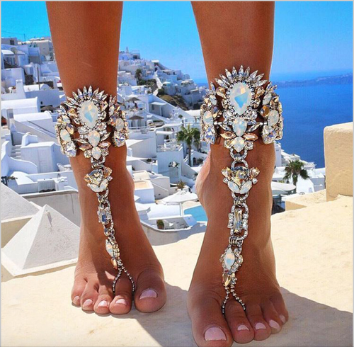 wantmychic | Chunky Flower Ankle Bracelet pendant Statement