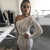 2018 New Knitting Long Dress Women One Shoulder Maxi Dress Sexy Hollow Out High Split Club Party Dresses Sweater Vestido