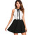 Elegant Party Dress Contrast Lace Tied Neck Fitted and Flared Dress Black and White Sleeveless Halter A Line Dress