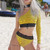 Summer New Sexy Beach wear Set Halter-neck Black Elastic waist Python Printed Yellow Two piece Set