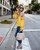 Show thin Pure color Temperament top lace-up bowknot Dew shoulder backless fashion woman 2018 new hot retro {yellow}