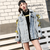 Autumn Eyelet Holes Vintage Harajuku Coat Embroidery Ribbons Denim Jacket For Women Female loose Streetwear Basic Coats