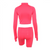 New Female Fluorescence Neon Fitness Two Pieces Sets 2018 Autumn Full Sleeve Zipper Turtleneck Tops And High Waist Shorts Suits { Pink }