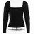 Casual Puff Sleeve Top Ladies Black Shirts Womens Tunic Blouses And Tops Square Collar Fall Winter Sexy Blouse Clothing