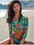 Long Sleeve Beachwear Bikini Set Bohemian Style Print Two Piece Set Sexy Backless 2 Piece Set Women Bathing Swimwear New