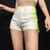 White Summer Patchwork Shorts Ladies Neon Zipper Up High Waist Shorts Womens Casual Skinny Cotton Short Pants Elegant