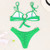 Sexy Bandeau Bikini Bandage Swimwear Women Solid Swimwear 2019 Bathing Suits Rings Bikini Set Hollow Out Biquini Swimwear Green