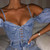 Tops For Women Fashion Lace Up Open Shoulder Solid Jeans Vest Backless Sexy Strap Crop Tops Puff Sleeve Tank Tops