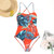 Tropical Monokini Back Bandage Swimwear Female Leaf Print One Piece Bathing Suit Red Swimsuit Summer Bodysuit Trikini Maillot