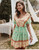 Summer Short Print Dress Women A-line Cotton Bohemian V-neck High Waist Mid-calf Dress