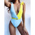 New 2020 Ruffled Splicing Deep V One Piece Swimsuit Women Swimwear Female Bather With Belt Monokini Bathing Suit Swim Lady V2206