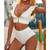 Female Swimsuit High Waist Bikini 2020 Ruffled White Women Swimwear Two-pieces Bikini set High Waist Bather Bathing Suit V2279