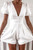 Button Cotton Short Puff Sleeve Summer Playsuit Sexy Deep V Neck Crop Top Rompers Womens Jumpsuit Bodysuit One-piece