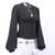 Summer 2020 New Women's Tops Sexy Deep V-neck Black Button Lantern Long Sleeve Slim Elegant Elegant Ladies Top