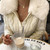 2020 Streetwear Fashion Woman Cardigan Sweaters With Fur Trim Collar Korean Style Casual Female y2k Cropped Sweater