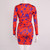 Print Red Dress Tie up Long Sleeve Deep V Neck Mini Dresses for Women Casual Beach Party Wear Ladies Bodycon Vestidos