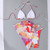 Sexy pink print swimsuit 3pieces mesh bikini set Triangle micro bikini String halter swimwear women Low waist bathing suit New