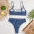 Blue Shiny Ribbed High Waist Bikini Female Swimsuit Women Push Up Swimwear Two-pieces Bikini set Bather Bathing Suit Swim Lady