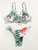 2 Piece Suits String Swimwear 2021 Swimsuit Plant Print Bikini Set Low Waist Bathing Suits Bandage Bow Biquini Maillot