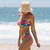 2022 New Pink Leaves Printed Low Waist Two Pieces Bikini Set Swimsuit Female Women Beachwear Swimwear Bathing Suit