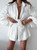 2022 Women Spring Summer Bohemian Shorts Sets Solid White Loose Fit Outfits Blouse Suit 2 Two Piece Set For Women