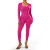 Long Sleeve Jumpsuit Women Bodycon One-piece Outfit Jumpsuit Square Neck Casual Streetwear Rompers Overalls playsuits Bodysuit Pink