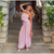 Beach Floral Lace Hollow Out Women's Pants Sets Ruffles Spaghetti Strap Crop Tops Loose Pleated Lantern Pant 2026 Summer Suits Pink