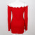 Off Shoulder Knitted Sexy Mini Dress { Red }