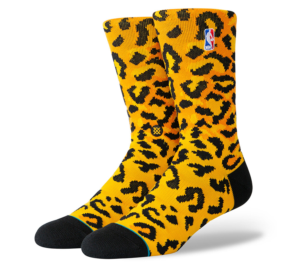 Stance NBA Logoman Leopard Socks (Gold)