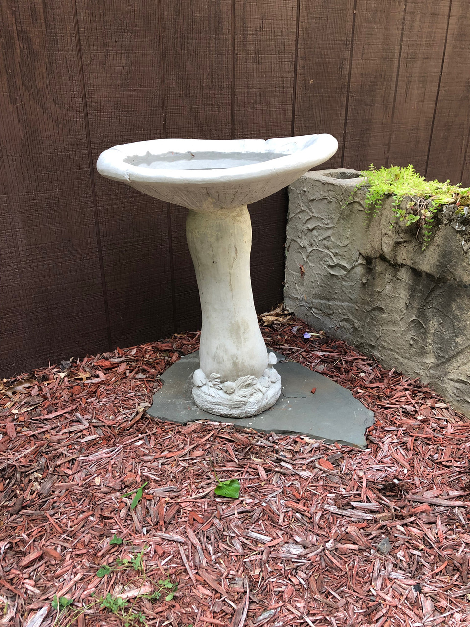 mushroom gnome bird bath