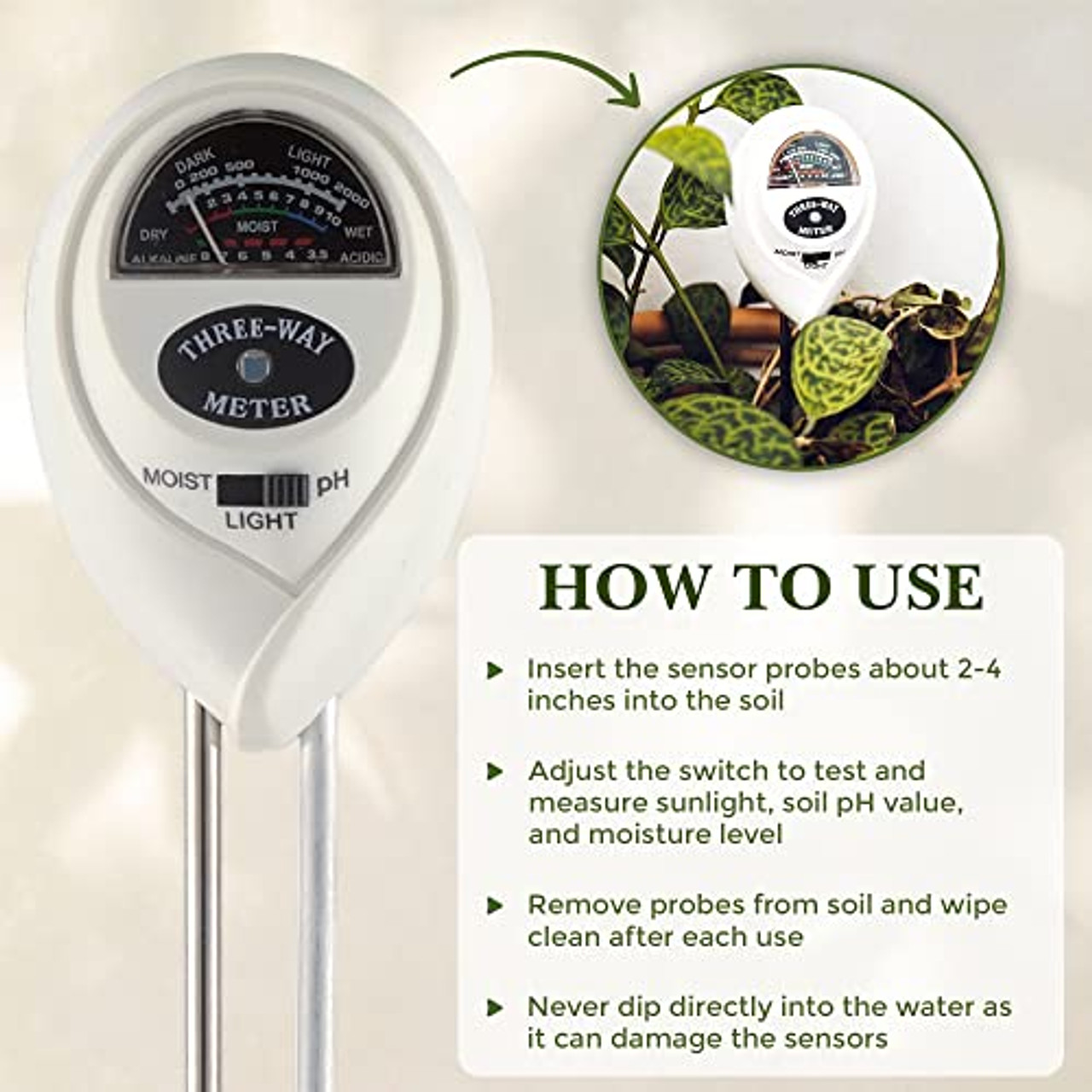 Classy Casita Soil Moisture Meter: Houseplant Care with eBook - Hydrometer  Sensor For Plants - Essential Moisture Meter for Indoor & Outdoor Plants 