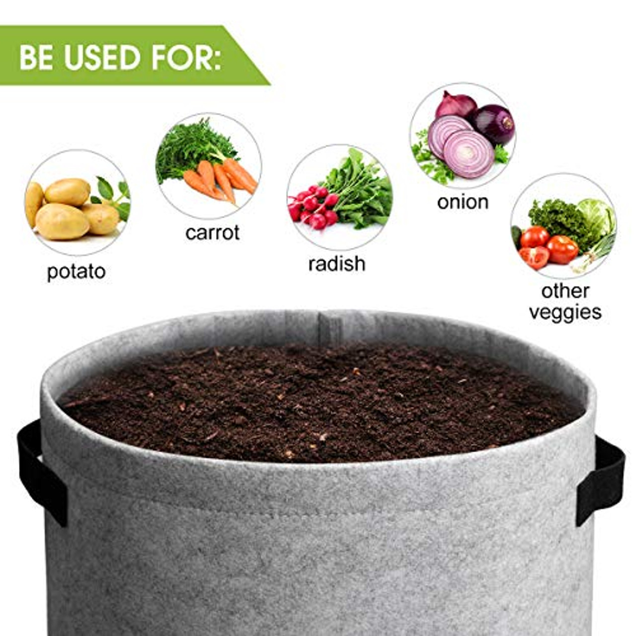 Homyhoo Potato Grow Bags with Flap 10 Gallon, 4 Pack Planter Pot