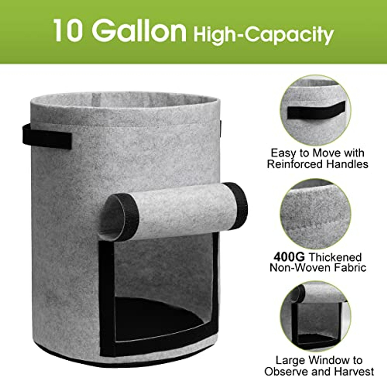 7 Gallon/10 Gallon Garden Potato Grow Bags With Flap And - Temu