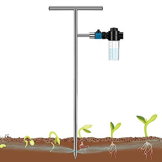 NEWTRY Deep Root Watering Tool, Root Feeder Waterer Irrigator Stainless Steel Tree Watering Spike with Fertilizer Bottle for Plants Trees Shrubs Bushes
