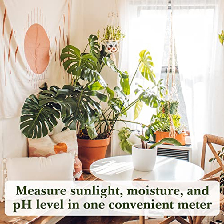 Classy Casita 3-in-1 Garden Soil Tester- Three Way Plant Soil Test Kit to Measure Soil Moisture, pH-Value, and Sunlight, Indoor and Outdoor Measuring Tool for House, Garden, Lawn,& Farm, White.