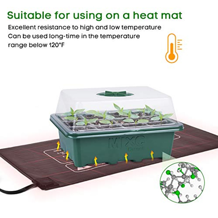 MIXC 10 Packs Seed Starter Tray Seed Starter Kit with Humidity Dome (120 Cells Total Tray) Seed Starting Trays Plant Starter Kit and Base Mini Greenhouse Germination Kit for Seeds Growing Starting