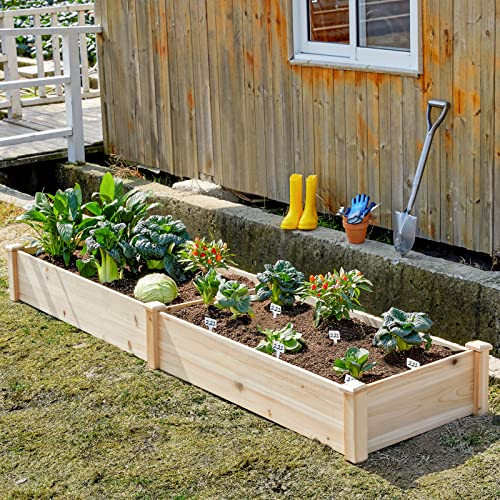 AMERLIFE Raised Garden Bed 8x2 FT Wood Raised Garden Bed Kit