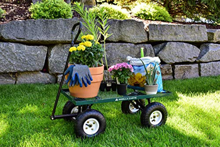 Gorilla Carts GOR400-COM Steel Garden Cart with Removable Sides, 400-lbs. Capacity, Green