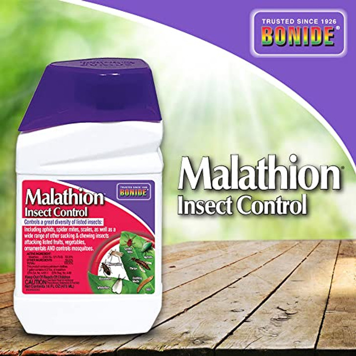 Bonide Malathion Insect Control, 16 oz Ready-to-Mix Concentrate Bug & Spider Mite Killer for Outdoor Garden Use