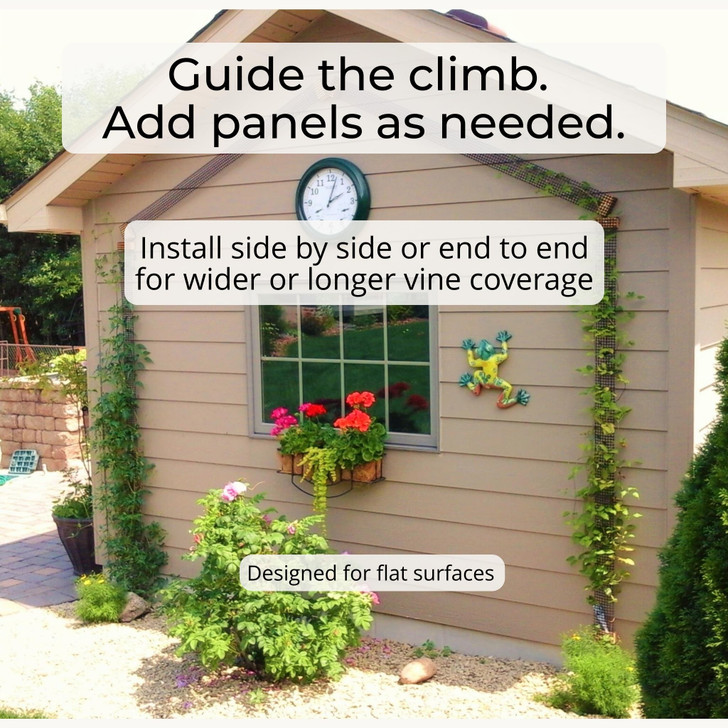 Narrow Trellis for Deck Posts and Flat Sided Mailbox Posts, HDPE Mesh for Clematis and Vines,108 in x 4 in Support That Anchors Wide Climbing Plants, Scroll Trellis, 1 Pack