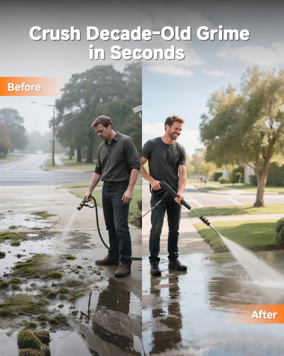 Giraffe Tools Wall Mounted Pressure Washer Essential with Upgraded 1800W Motor, 2900 PSI, 2.2 GPM Electric Power Washer, Automatic Rewind, 100ft Pressure Hoses, 5 Nozzles for Floor/Cars/Fences/Patios