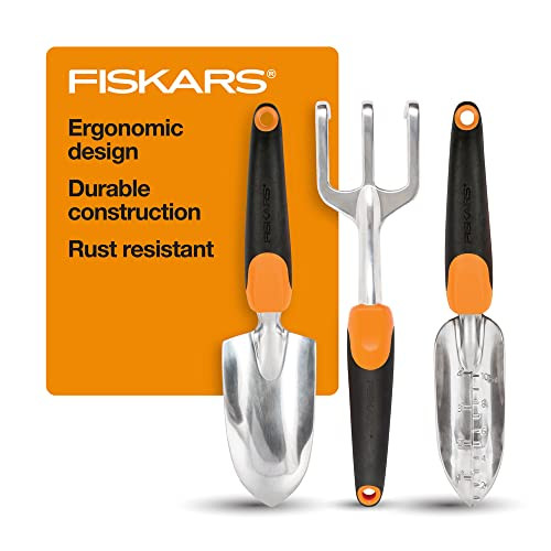 Fiskars 384490-1002 Garden Scratch Tool Set with Shovel, Hand Rake